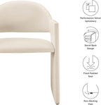 Modway Talia Performance Velvet Dining Armchair in Alabaster - Modern Curved Dining Chair with Open-Back - Stain-Resistant Velvet Barrel Chair - Living Room Accent Chair with Arms