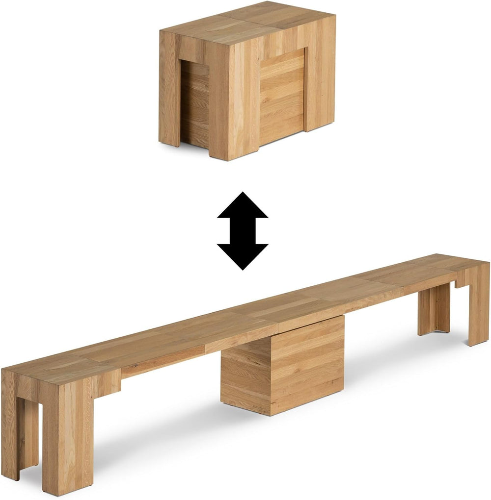 Transformer Table - Extendable Dining Bench, Solid Wood Expandable Seating 1–...