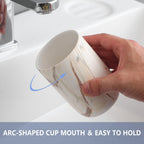Brown Marble Toothbrush Holders - Ceramic Toothbrush Holders for Bathrooms, Toothbrush Toothpaste Holders, 2 Marble Bathroom Tumbler Cups Reusable Toothbrush Mouthwash Cup, Bathroom Counter Organizer