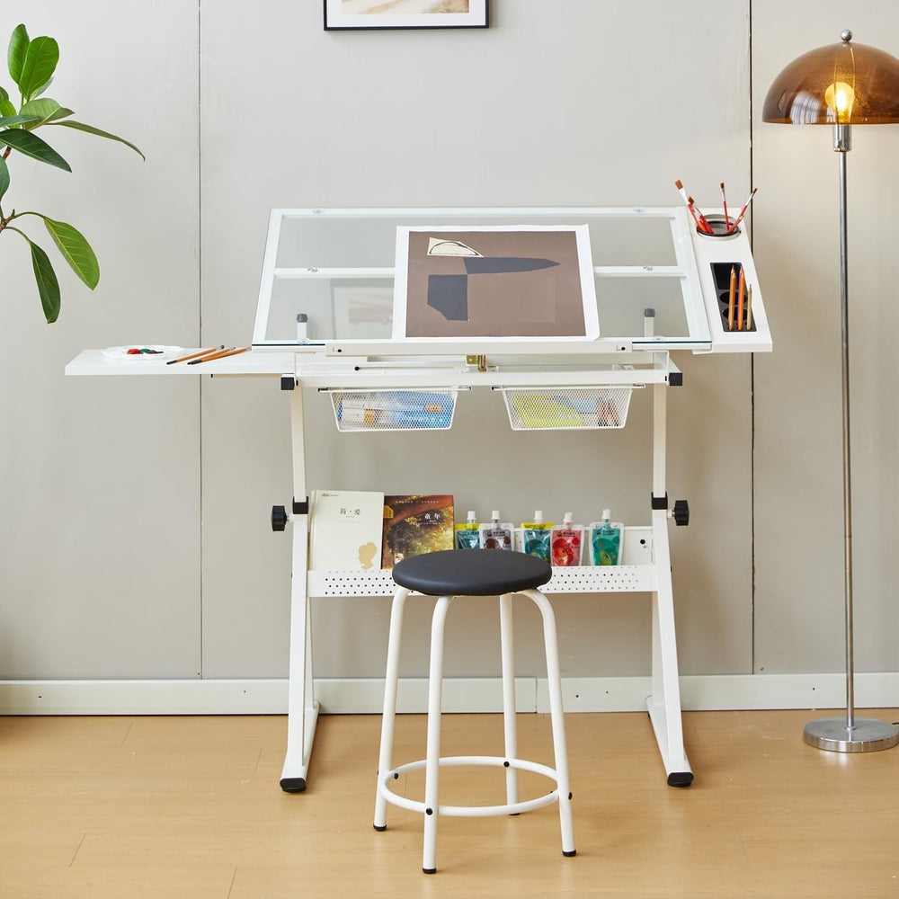 GarveeHome Drafting Table w/Stool, Height Adjustable Multifunctional Art Craf...
