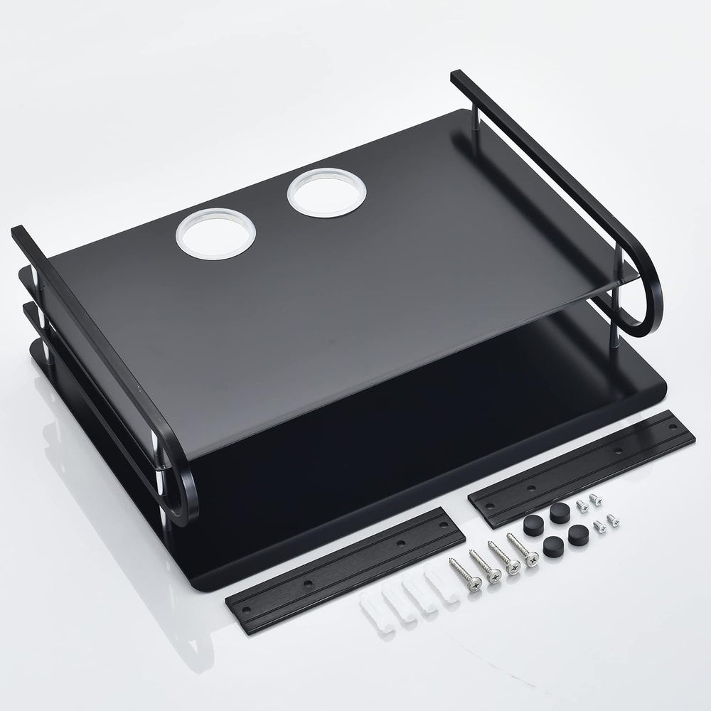 2-Tier Metal Floating Wall Shelves for AV TV Box Console, 12x9.8 Inch