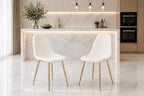 Velvet Dining Chairs with Gold Chrome Legs, Modern Ergonomic Design, Set of 2 (2, Cream White)