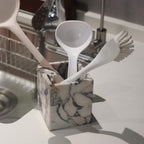 Genuine Calacatta Viola Marble Toothbrush Holders for Bathroom, Natural Marble Makeup Brush Holder Countertop Organizer