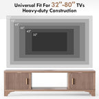58 Inch Mid Century Modern TV Stands for Living Room, Boho Media Console for Bedroom, TV Entertainment Center with Storage, Wood Television Cabinet, Light Brown