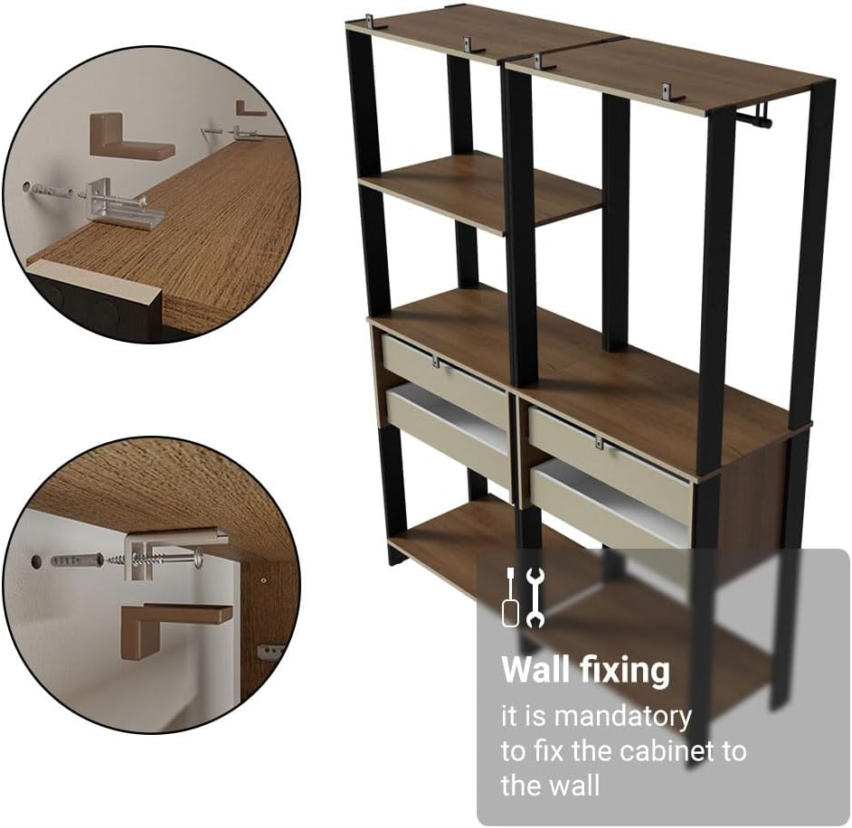 Madesa Kitchen Pantry Storage Rack with 4 Drawers, 5 Shelves and Hanging Spac...