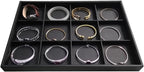 Black PU Leather Jewelry Display Flat Tray Ring Necklace Watch Organizer Display Tray (1 grid)