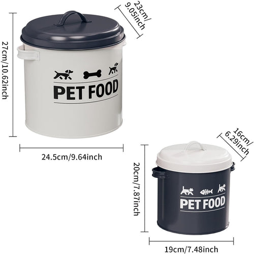2 Pieces Dog Treat Container Airtight,Lidded Cat Dog Treat Bin, Iron Food Canister Pet Food Storage Container for Kitchen,