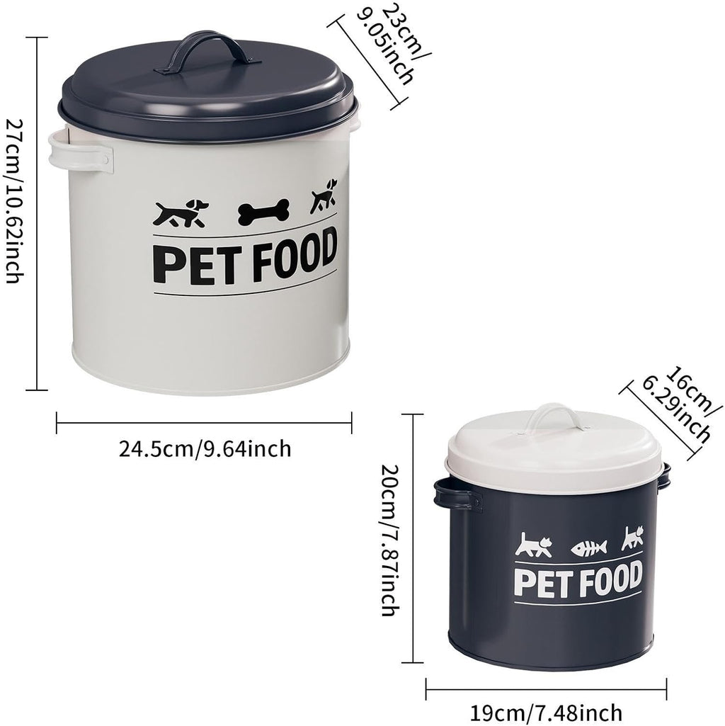2Pcs Dog Treat Container Airtight Iron Food Canister Cat Dog Treat Bin Pet Food Storage Container for Kitchen