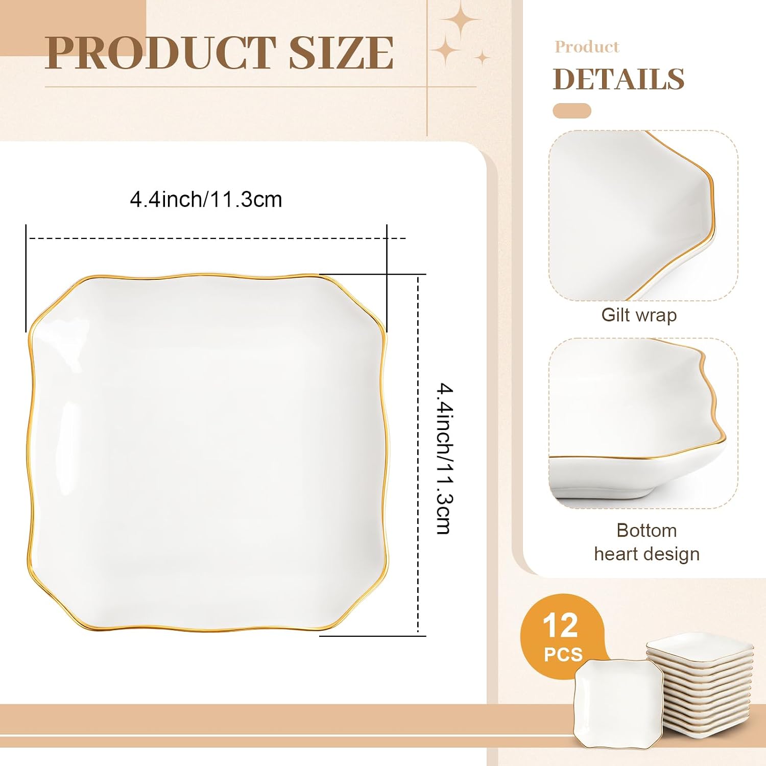 Shappy 12 Pcs Ceramic Jewelry Tray 4.5 in Ring Dish Bulk Decorative Trinket Dish for Bridal Christmas Birthdays Gifts