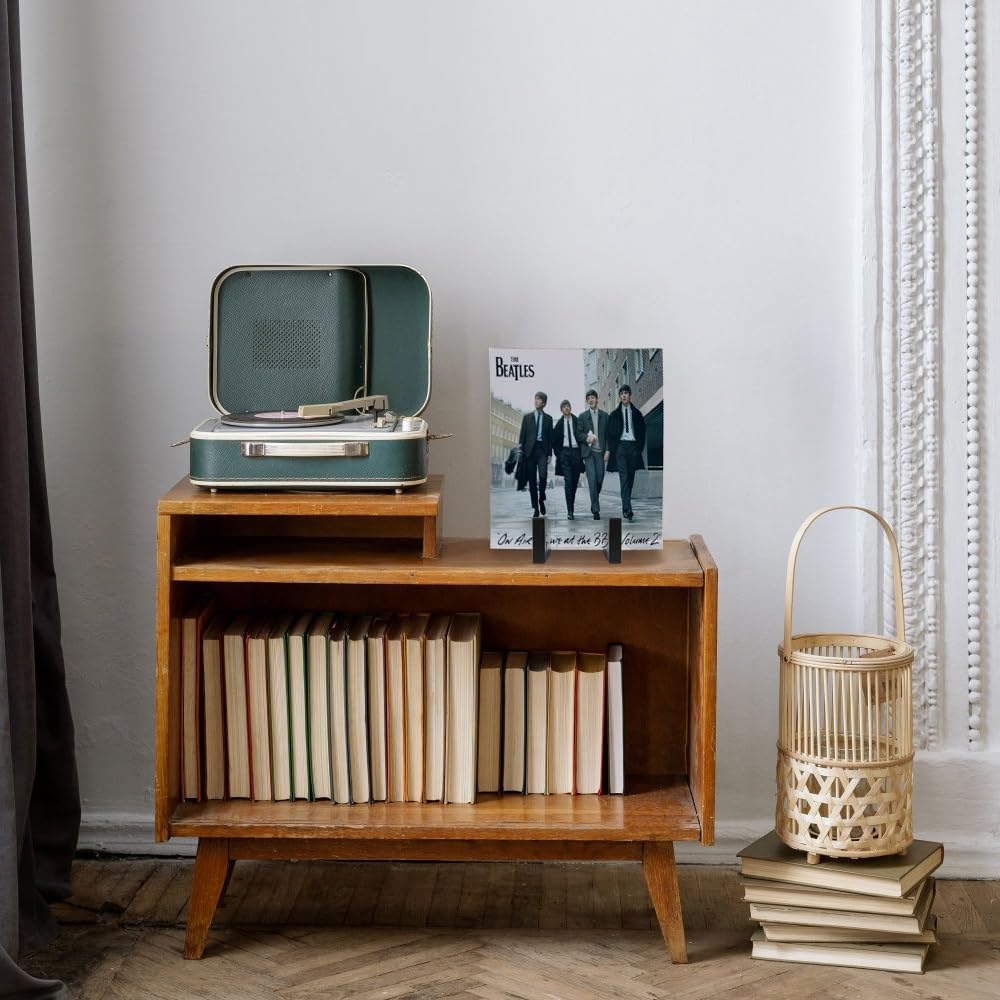 Picowe Vinyl Record Storage Holder, Black LP Display Rack Organizer, Metal Record Stand (1 Pack)