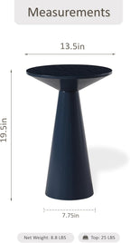 COZAYH Small Pedestal End Table Round Farmhouse Martini Table Wood Plant Stand Rustic Drink Table for Small Space Living Room, Dark Blue
