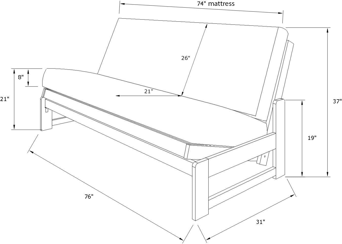 Colorado Reclaim Mocha Frame and Mattress Set w/Choice of Fabrics, 7 Inch Innerspring Futon Sofa Bed Full Size Aspen Style (Frame w/Pete's Cabin)