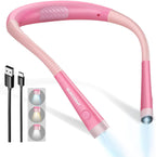 Glocusent Book Light, 3-Color & 6-Brightness Reading Light, Bendable Neck Light, 80-hr Lasting Rechargeable Book Light, Perfect Reading Lights for Books in Bed, Knitting, Book Lovers Gifts - 1Pack