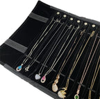 Portable Jewelry Roll Untangled Secure Necklace Travel Storage Bag Displays Holder 16 Chain (Black)