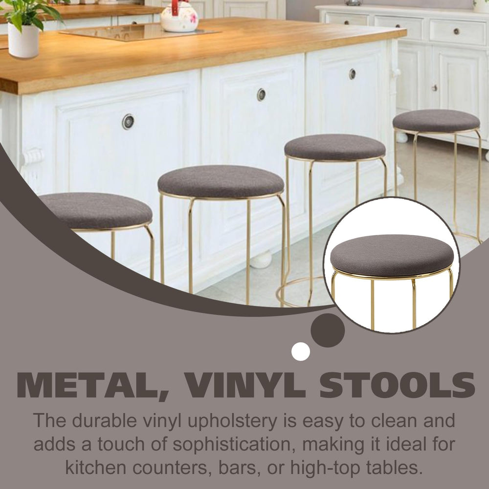 Kings Brand Furniture 4-Pack Stack Stools, Upholstered w/Metal Legs Backless ...