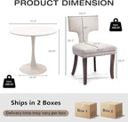 3-Piece 31.5" Round Dining Table Set for 2 with Upholstered Chairs – Space-Saving Modern Small Kitchen Cafe Bistro Set(T-Back Beige Linen Chair)