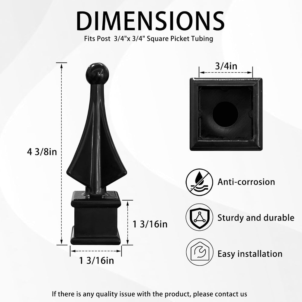 30pcs Black Fence Finials Fits 3/4" Square Post- Polypropylene Plastic F...