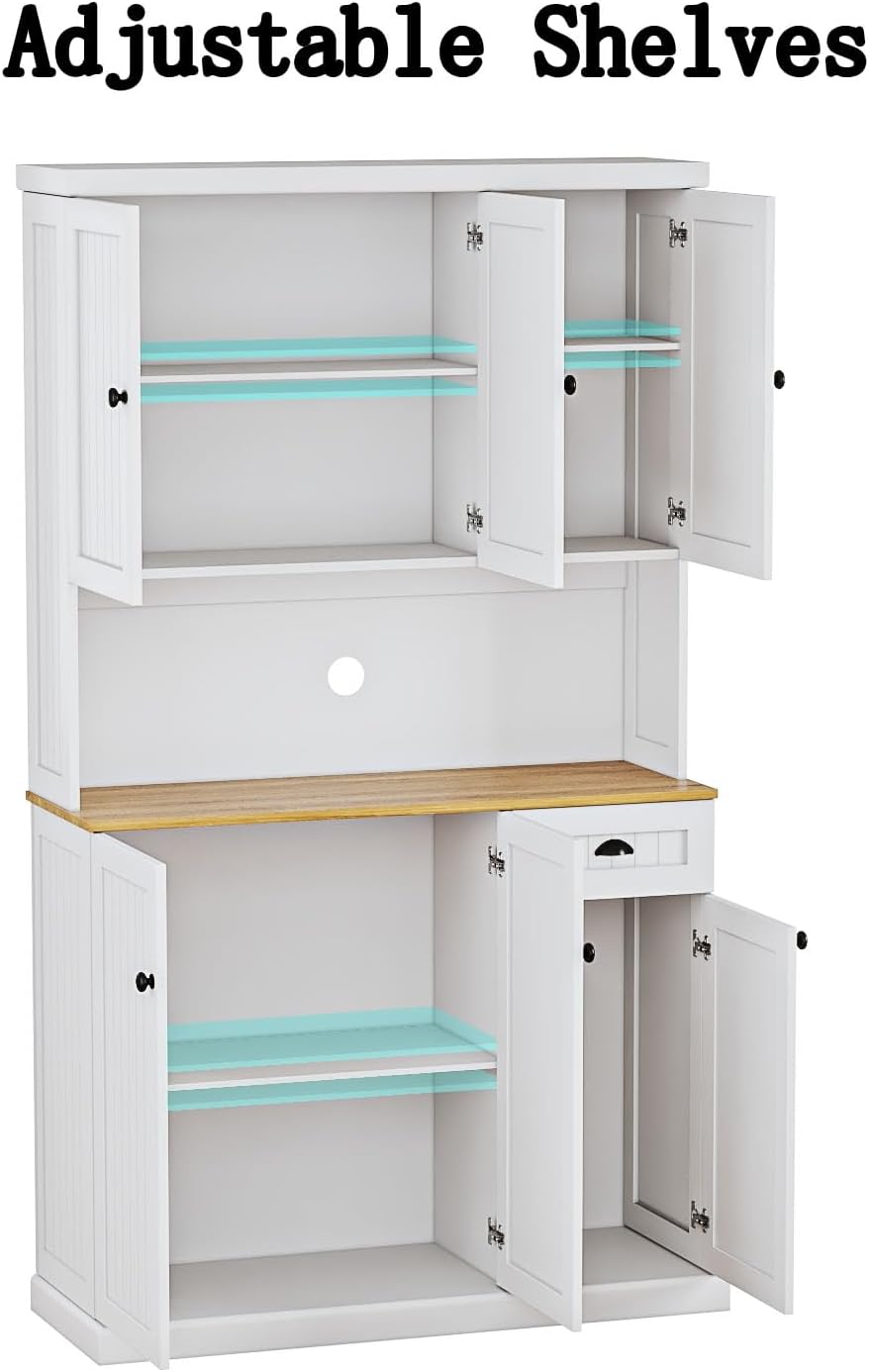 RASOO Buffet Hutch Cabinet Kitchen Sideboard Pantry Cabinet Wood Kitchenware ...