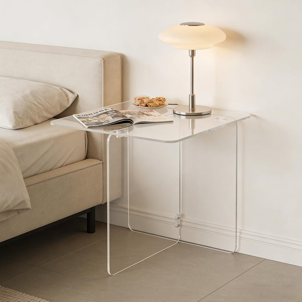 Acrylic Side Table,Clear Nightstand End Table Modern Bedside Table for Living...