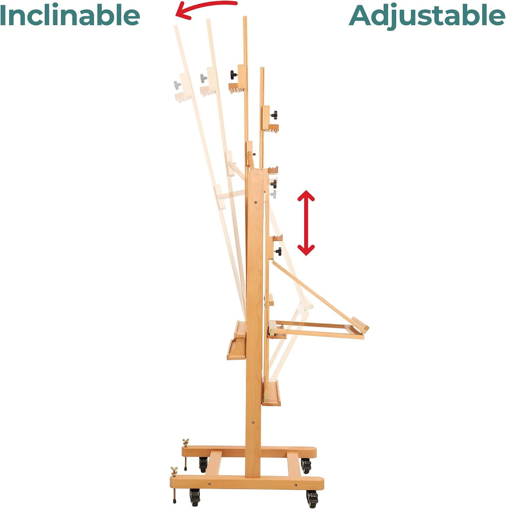 VISWIN Double-Sided Easel & Drafting Table, Hold 1 or 2 Canvas, Solid Bee...