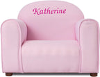 Keet Personalized Gingham Kids Chair with Custom Name Embroidery, Soft Microsuede Fabric, Padded Cushion, Wooden Frame, Ages 2-5, Comfortable & Stylish Toddler Armchair for Playroom & Bedroom.