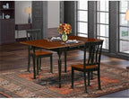 East West Furniture MZAN3-BCH-W 3 Piece Dining Table Set for Small Spaces Contains a Rectangle Dining Room Table with Dropleaf and 2 Wood Seat Chairs, 36x54 Inch, Black & Cherry