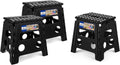 ACKO 13 Inch Folding Step Stool 3-Piece Set, 300 LB Capacity Plastic Foldable Stools with Handle, Non-Slip Bundle (Black & Black & Black)