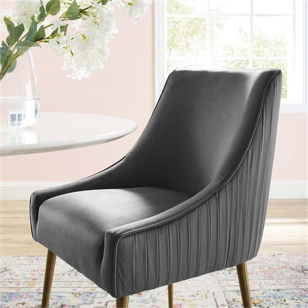 Modway Discern Pleated Back Upholstered Performance Velvet Dining Chair, Gray