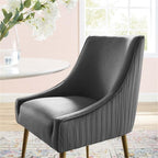 Modway Discern Pleated Back Upholstered Performance Velvet Dining Chair, Gray