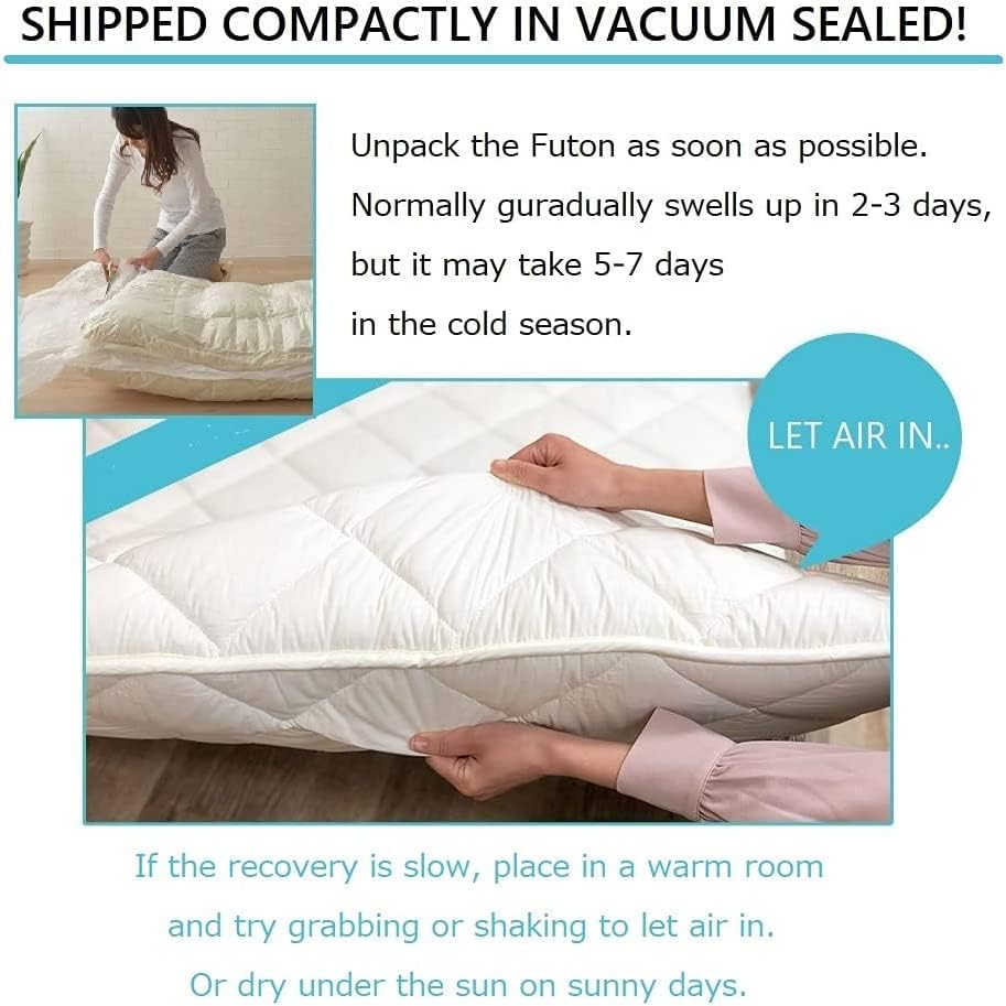EMOOR Foldable Japanese Futon Mattress Topper CLASSE-Topper Tatami Floor Mattress, Twin Size (39x79in), Made in Japan