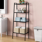 soges Ladder Shelf, 4-Tier Shelves Bookshelf, Storage Rack Shelves, Bathroom, Living Room, Plant Flower Stand, Multifunctional Display Shelfs, Simple Assembly, Black