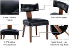 Set of 4 PU Leather Upholstered Side Chairs, Modern Kitchen Armless Parson Chairs Solid Wood Dining Chairs, Black
