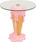 Kare Design Side Table Ice Cream, 48 cm Diameter, Modern, Safety Glass, Gift Idea, Sofa Side Table, Round Bedside Table, Room Decor, Home Decor for Living Room, Home Office, Hallway