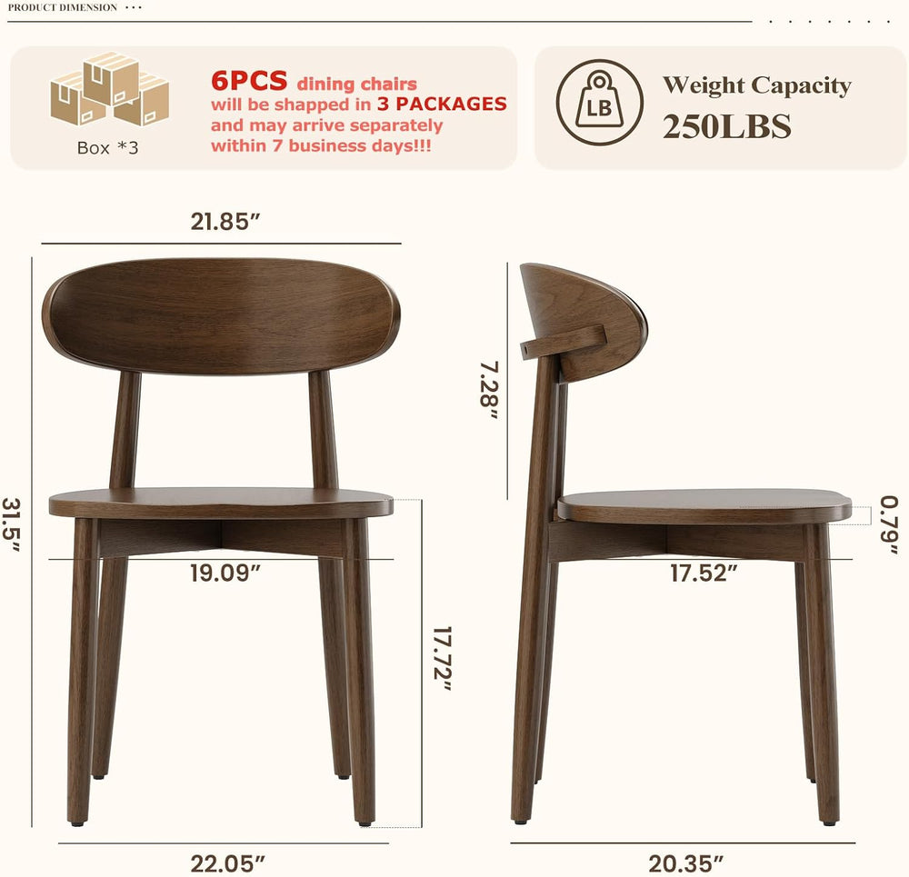 MALOL Wooden Dining Chairs Set of 6, Mid Century Modern Dining Room Chairs, A...