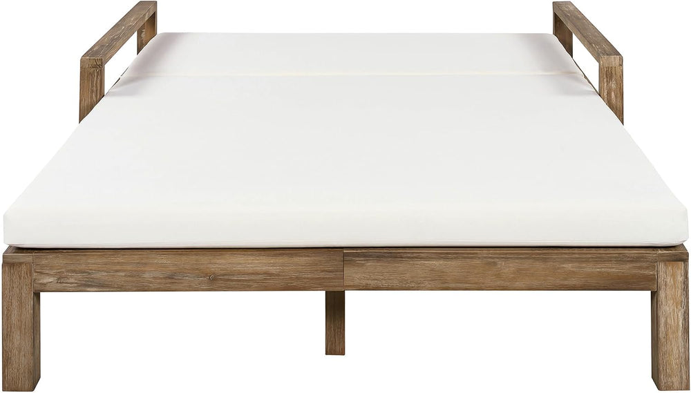 Merax Acacia Wood Outdoor Daybed Sofa, Farmhouse Patio Sun Lounger with Adjus...