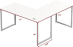 SHW Mission 55 x 60 Inches L-Shape Home Office Computer Desk, White