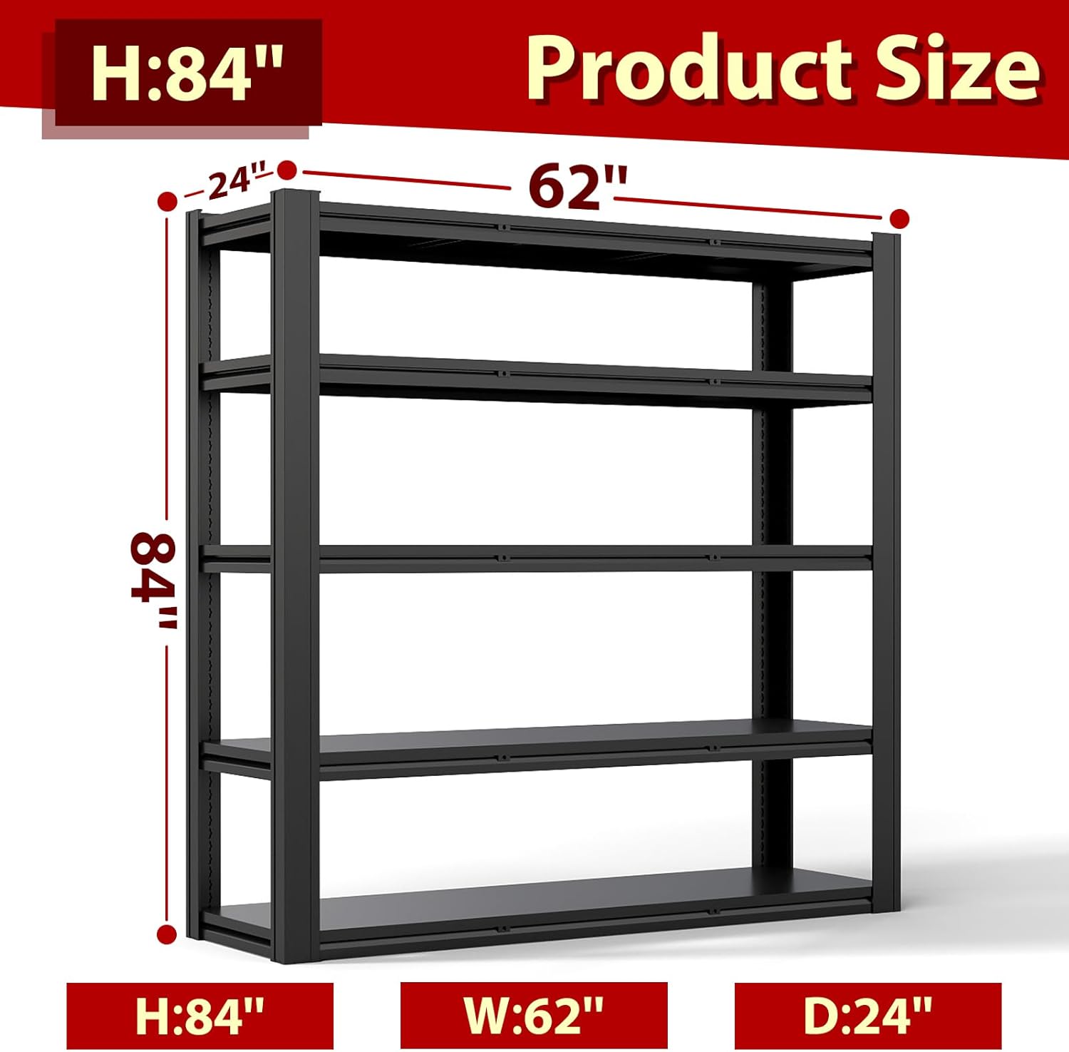 Heavy Duty Storage Shelves Unit, Adjustable Metal Garage Shelving,3500LBS Garage Storage Industrial Shelves,Storage Racks,Steel Shelf Suitable for Shop,Warehouse,Basement