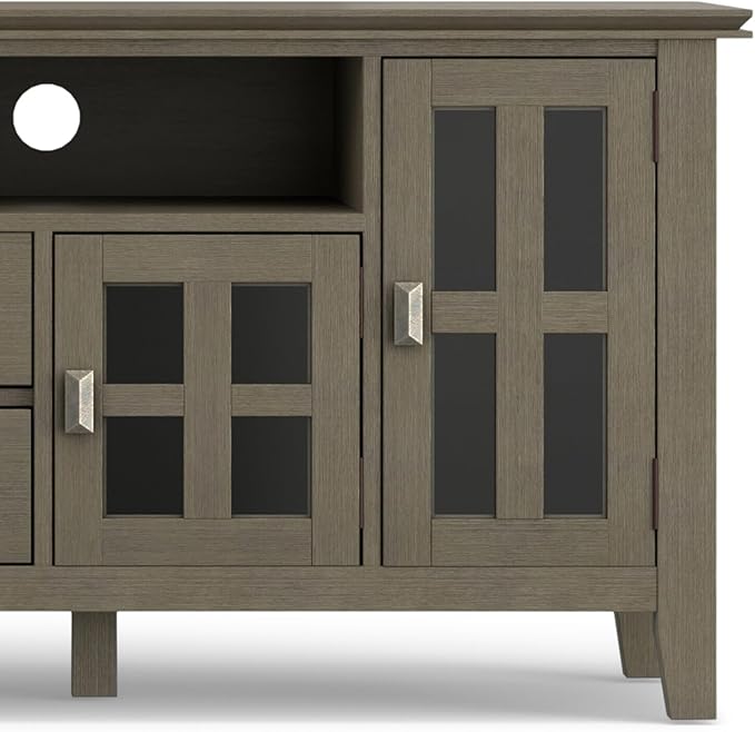 SIMPLIHOME Artisan SOLID WOOD 72 Inch Wide Transitional TV Media Stand in Natural Aged Brown for TVs up to 80 Inch, For the Living Room and Entertainment Center