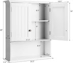 Tangkula Bathroom Wall Cabinet, Wooden Hanging Storage with Doors & Shelves, Multipurpose Wall Mounted Bathroom Medicine Cabinet for Kitchen Living Room