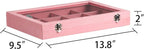 Frebeauty Velvet Jewelry Tray,12 Grid Jewelry Organizer with Clear Lid,Bracelets Holder,Jewelry Display Case with Clasp,Drawer Insert Bangle Brooch,13.8 x 9.5 x 2 Inches,Gift for Women Girls(Pink)