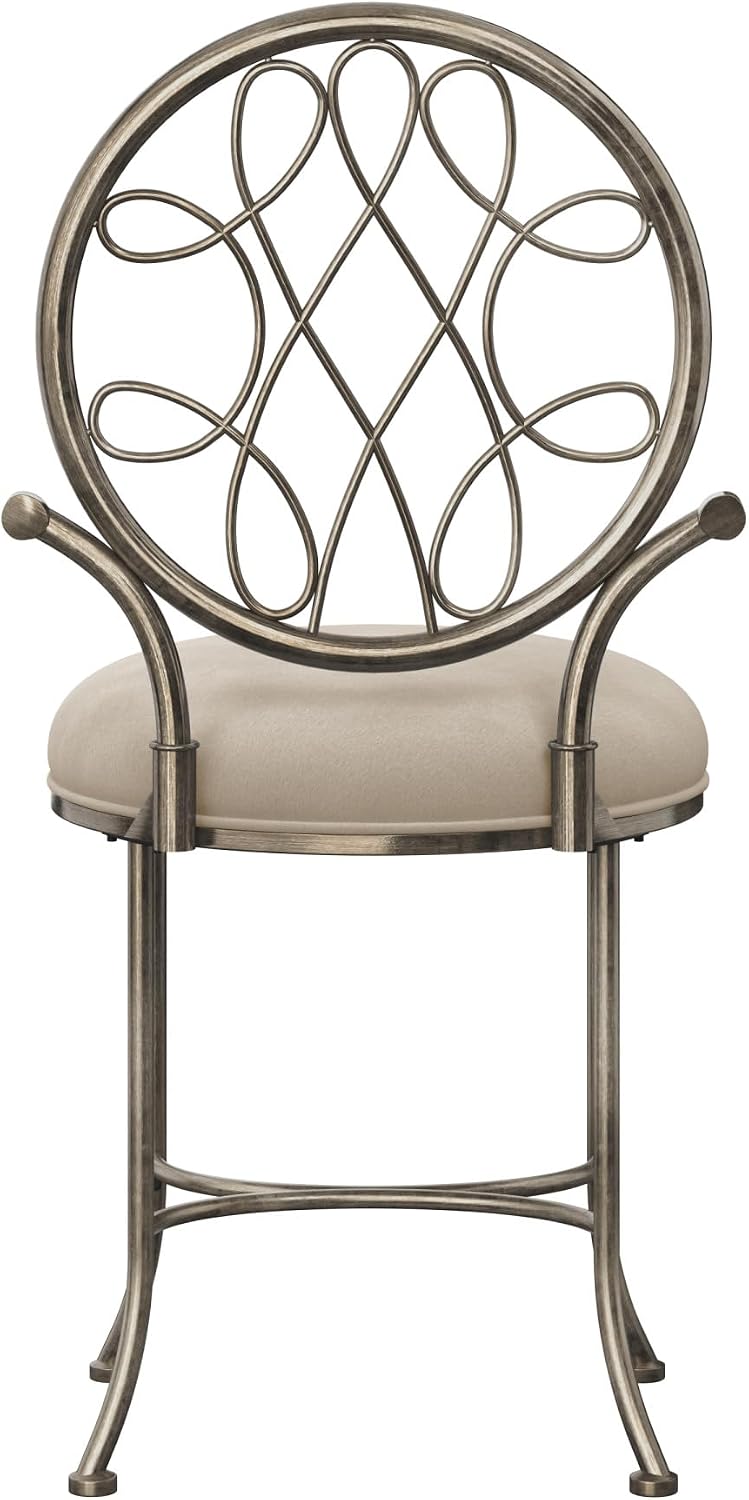 Hillsdale O'Malley Metal Vanity Stool with Spiral Pattern Design, Antique...
