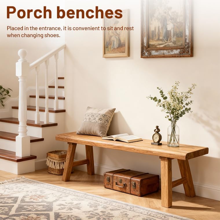 Wood Bench Indoor Farmhouse Skinny Entryway Bench Hallway Foyer with Sturdy |...