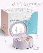 VLANDO Musical Jewelry Box for Girls, Arc Design with Spinning Ballerina | Large Compartment for Small Treasures, Plays Canon Melody, Built-In Mirror and Soft Carry Handle, Birthday Christmas Gift