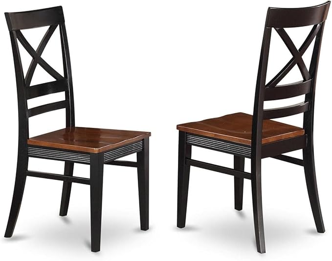 East West Furniture DLQU3-BCH-W 3 Piece Dining Set Contains a Round Dining Table with Dropleaf and 2 Kitchen Chairs, 42x42 Inch, Black & Cherry