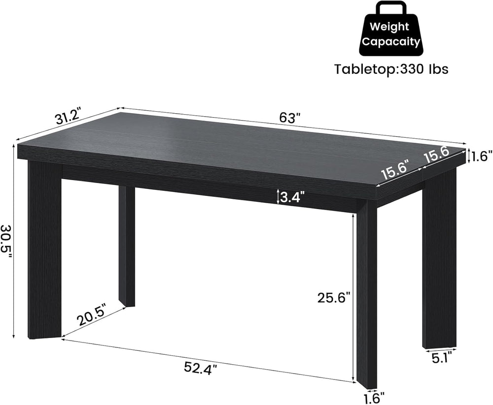 Bigbiglife 63 Inch Dining Table for 6, Indoor Outdoor Dining Table with Wood ...