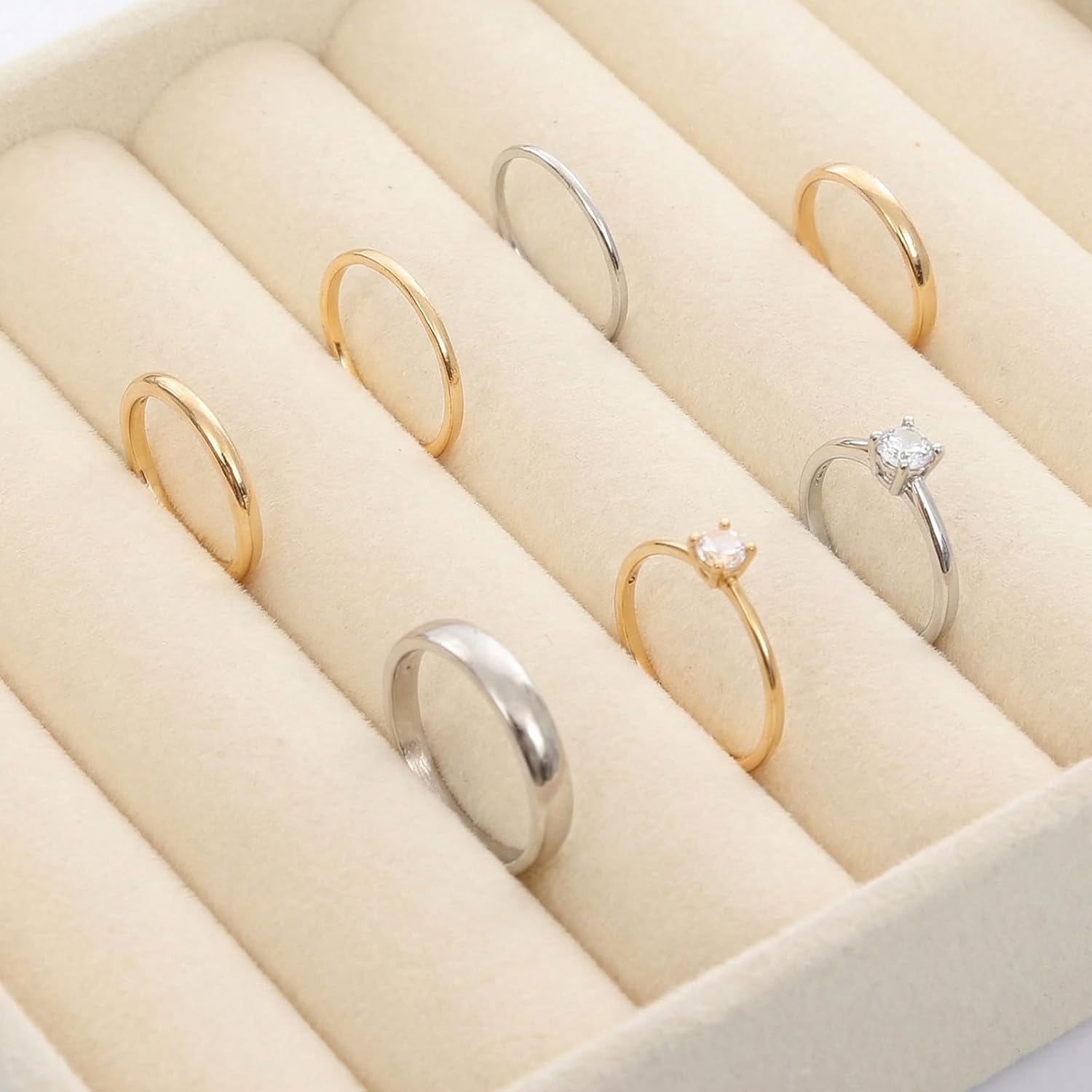 Small Jewelry Tray Set Velvet Ring Organizer Mini Jewelry Drawer Organizer Stackable Jewelrys Organizers Earrings Display Tray Storage Insert Holder for Box Drawer Dresser