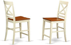 East West Furniture VNQU3-WHI-W 3 Piece Kitchen Counter Height Dining Table Set Contains a Square Pub Table and 2 Dining Room Chairs, 36x36 Inch, Buttermilk & Cherry