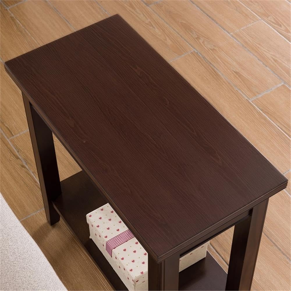 MAKLAINE Solid Wood Rectangular End Table, Chocolate Cherry Finish, 12 x 24 x...