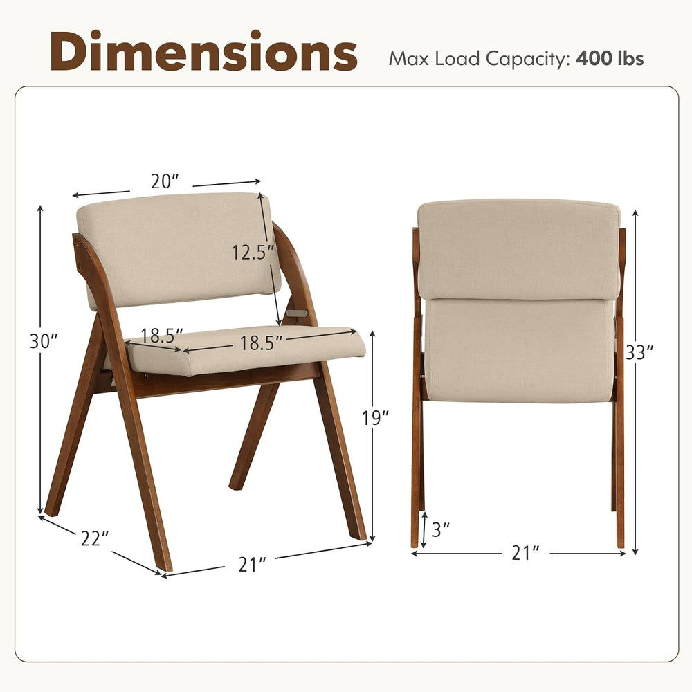 GOFLAME Folding Dining Chairs Set of 2, Upholstered Kitchen Chairs with Padde...