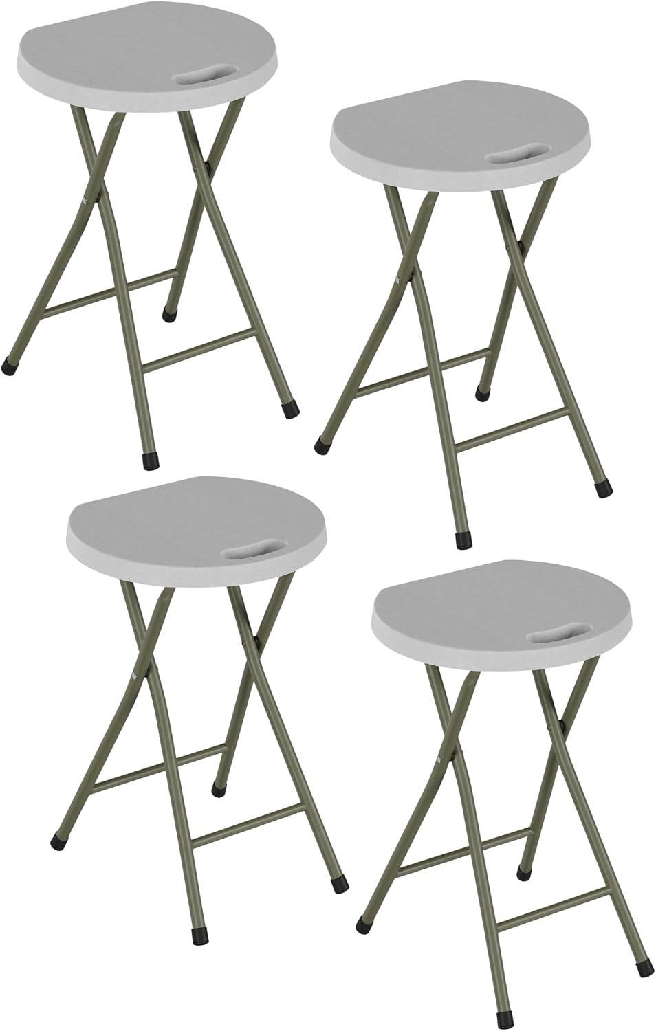 Lavish Home Portable Folding Stools with Backless Seat Set of 4, White, 18”